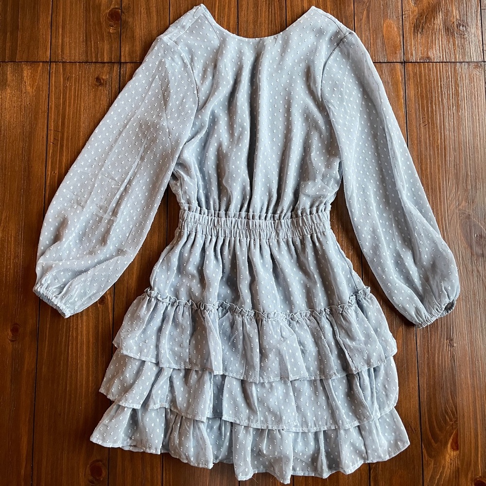 Blue dotted ruffled dress